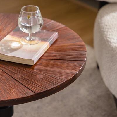 美圆式复古实木小桌小户型用咖厅啡56247桌客沙发边几民宿阳台家