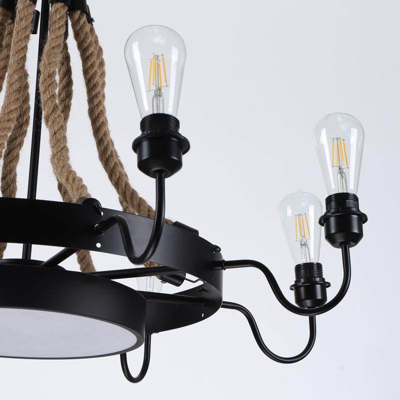 工风八咖头MSTY8116麻绳吊灯复客厅业餐厅啡古厅创意轻奢装饰创意,家装灯饰光源,智能吊灯,淘宝优惠券,粉丝福利购,淘宝优惠卷