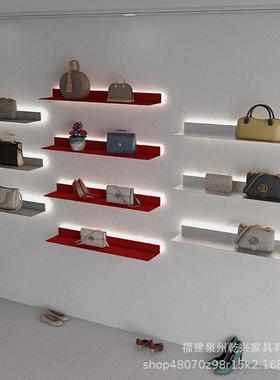 铁带金12716属隔板展灯艺示架约壁挂书架产品发光一字层板墙简上