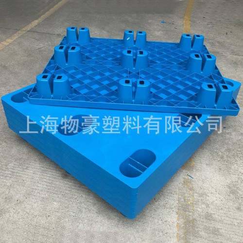 上海塑料九脚塑栈板WH料-WH-1210P121Q0P平板轻型单面塑托料叉车