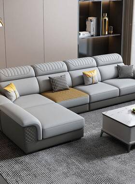 免洗猫抓皮布艺沙发简约科代现小户型技棉麻沙发贵妃转角组客9844