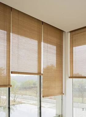 竹帘卷帘帘中式茶30943室客厅隔遮断装饰帘式日餐厅酒窗店阳遮光