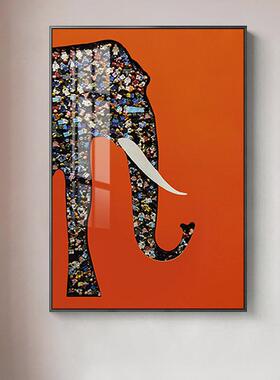 马橙色士客爱厅沙发背景装饰画积象乐木高实71187物画玄关挂走廊