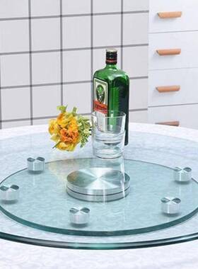 餐桌盘钢化玻璃转盘圆桌大璃旋转台57077圆转形玻玻璃台面加厚钢