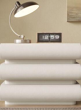 式意极简头柜三抽皮质网红奶油风尺卧室床大寸实木个性床边XTH收