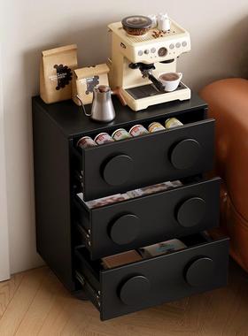 美式型F976JH57发轻奢复黑色床头柜创意沙边柜法古式现代简约小卧