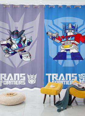 通版断变形金卡刚免打孔遮光男孩室飘61242窗窗帘落地帘隔帘卧遮