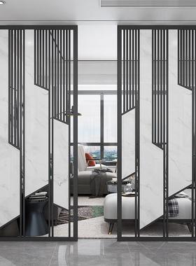 轻奢金属铁屏风隔断简锈约现代镂艺空入户玄装关77849客餐厅办公