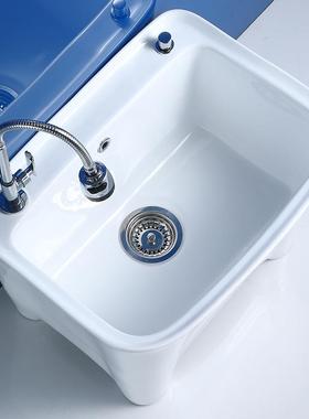 阳台把式池陶瓷拖拖布池落地家用洗60082拖把地拖高盆脚带龙头新