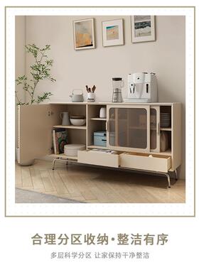 实木岩板餐边柜意28477现代简约型客厅小户储物收纳酒柜推拉门玄