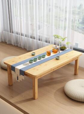 竹炕字桌农村老式家用木实榻榻米桌子坐65045地小吃饭矮桌飘窗茶