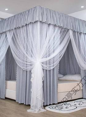 全封闭床帘家用卧遮光挡风床室幔三开门1防尘顶蚊帐83265单.双人5