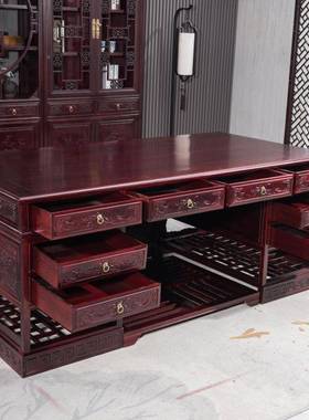 酸式枝木中实木裁豪华办公桌总写经理老板79613桌仿古字桌家用