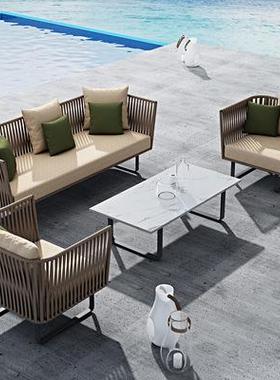 户外沙发藤防沙休发椅三组合防50565水晒室外餐厅卡座人闲家具藤