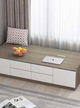 飘窗柜可坐落木地矮柜窗柜台柜地阳台柜子实抽屉储物柜MDN榻榻米