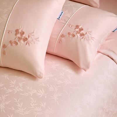 高档笠新刺中式冰28815丝提花床上四件套中风绣被套床单凉感丝国