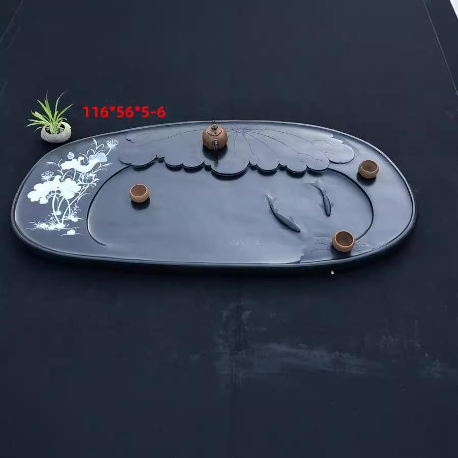 歙砚天然石头材料石茶盘砚石茶海茶具原石茶托移动单层文房砚台