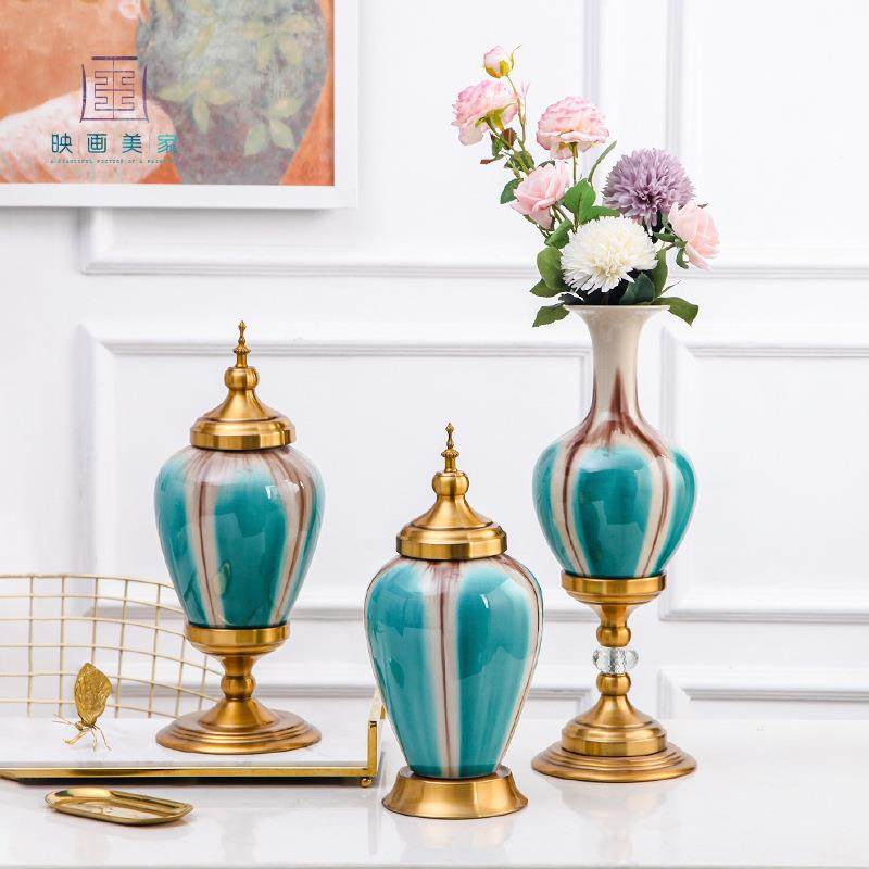 现代轻奢时尚陶瓷花瓶欧式客厅装饰品铜配摆件样板房软装手工花器,纺织面料/辅料/配套,纺织机械配件,淘宝优惠券,粉丝福利购,淘宝优惠卷