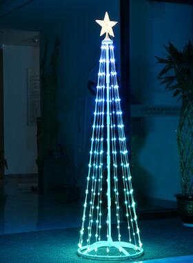 跨D境新款LE幻彩RGB点控圣诞51480形树灯塔灯装房间户外布置饰氛