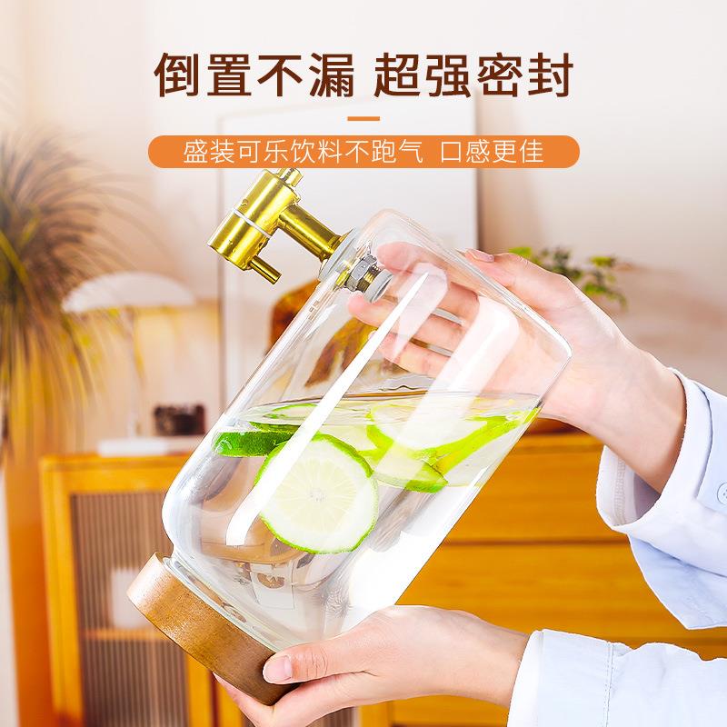 冰箱冷壶龙头家用相思木盖生壶桶耐高温水玻璃饮料桶带柠檬冰茶养