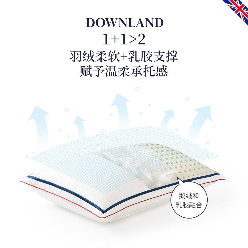 DOWNLAND5白鹅绒乳胶9枕头护颈枕助睡羽枕FXU绒枕鹅绒枕芯枕头眠