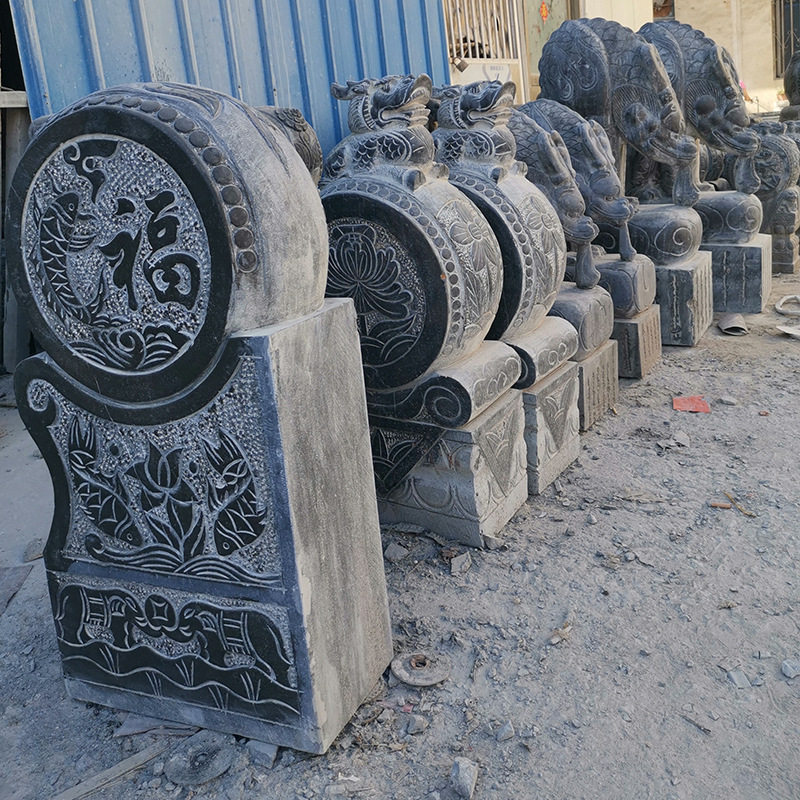 门墩青石抱鼓石 小象石狮子仿古做旧抱鼓石墩汉白玉 石雕门墩