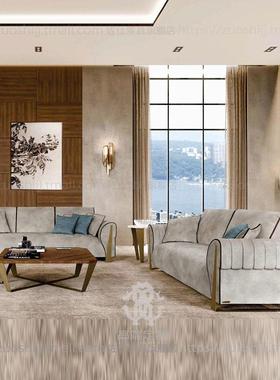 意式轻沙发人做旧翻毛皮HUM客厅长发沙时尚设奢计师款意大利三沙