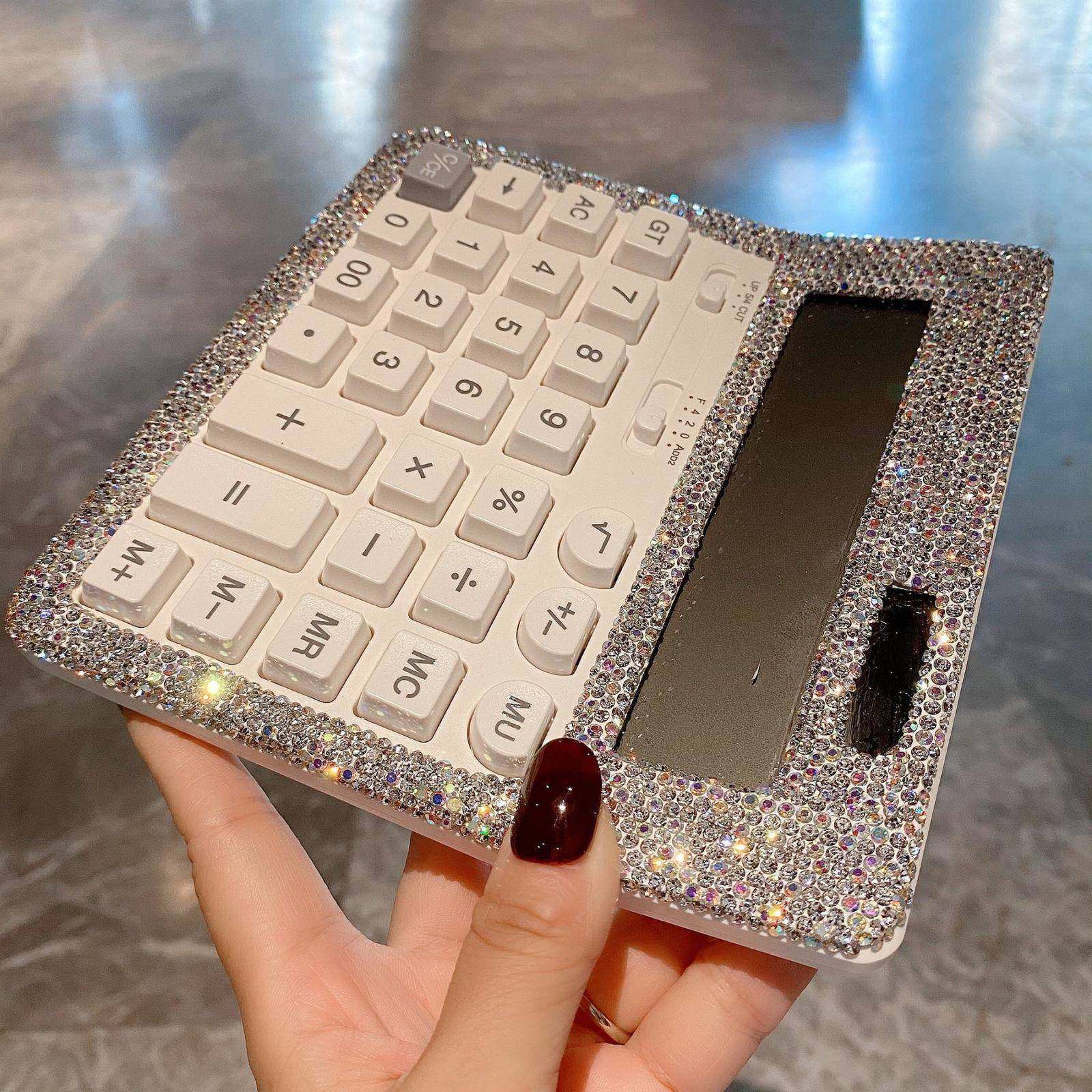 奢华1水钻算器女办计公40283用大屏幕2位电子计算商务款机静音大