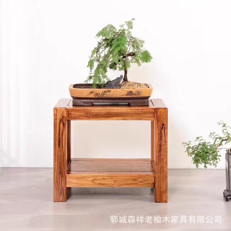 老榆木SX0818小矮凳小茶几家角用花几浴几石缸盆景架浴缸架奇宝座