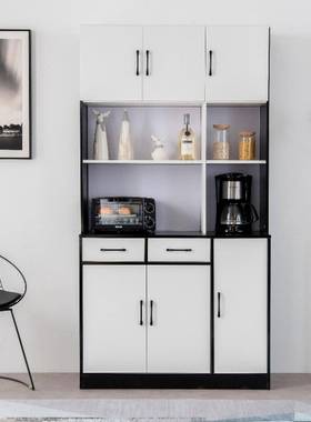 黑一白色餐边靠墙体储物高柜厨房客厅置JJD高物柜架茶水架备餐立