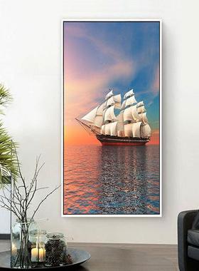 一风顺玄关过道装饰办公画室入帆走户进门现代简约廊HKP竖版帆船