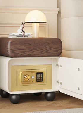 智床头柜保险箱一体简约能现代多功能小收型楠室益卧保90591险柜