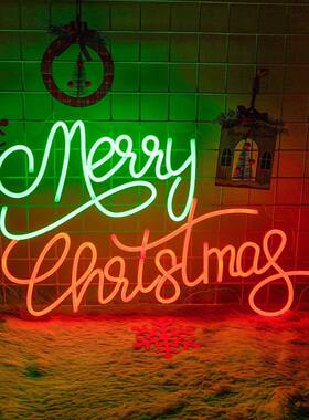 跨d境亚逊le霓虹灯MerryC48207hris马tmas发光字母圣诞节圣诞树装