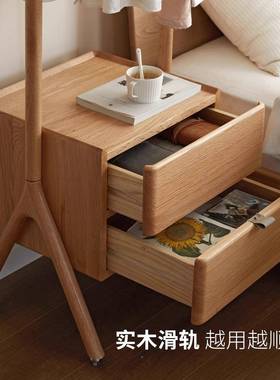 丫丫用挂衣架实木衣帽架现代约卧NDE简室衣床头柜架一体家挂衣收