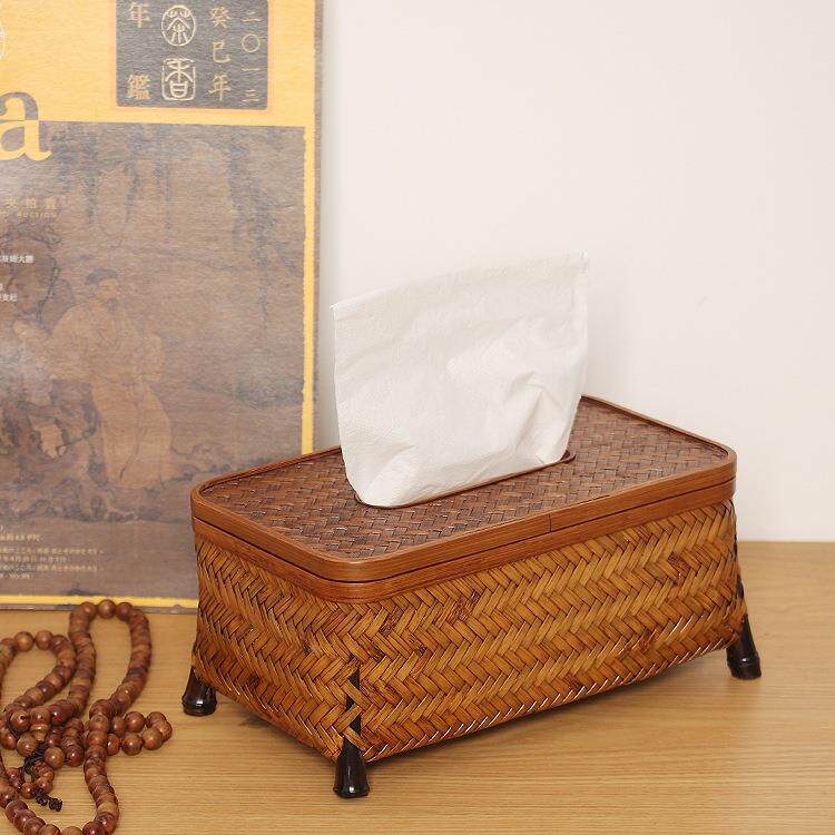 219纯手工竹编纸巾盒抽纸盒大长方形客餐巾纸漆盒厅餐厅书房茶室