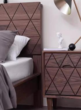 北美黑胡桃木木床30261现结代简约式日樱桃木双人床白橡木卧室实