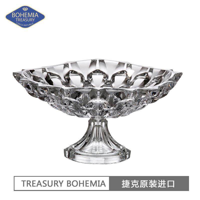 捷克进口波希水米亚璃BHEMIZIEA水晶玻水果盘客厅摆件糖缸果O斗果