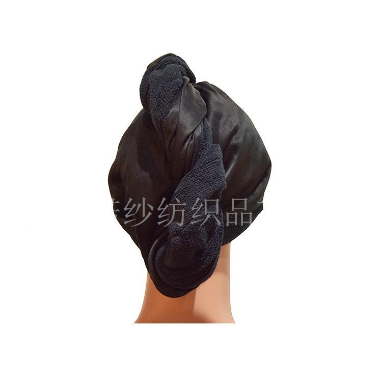 干发帽干洗巾头面套装滑包头巾浴帽SFZ黑色真丝加速超细