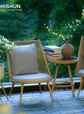 约酒店民院椅宿阳30683台藤椅三简件套户外花园庭桌茶几单人沙发