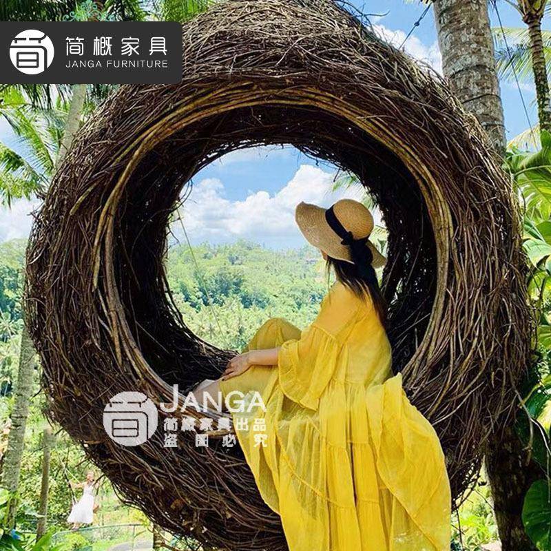 网厅红鸟巢款客阳台卧室床编秋千吊篮藤吊篮1椅时尚摇椅吊椅工厂
