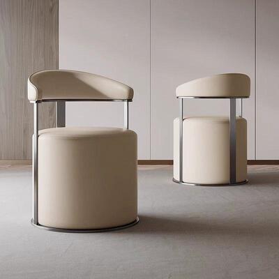 意式轻奢茶椅简约现代36014化妆客厅性网红凳个谈休闲椅靠背圆凳