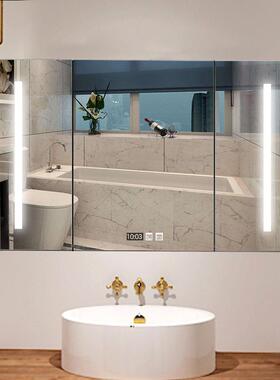 智防雾实木浴镜柜镜箱现代简约防水卫61310生间梳墙妆镜柜带室灯