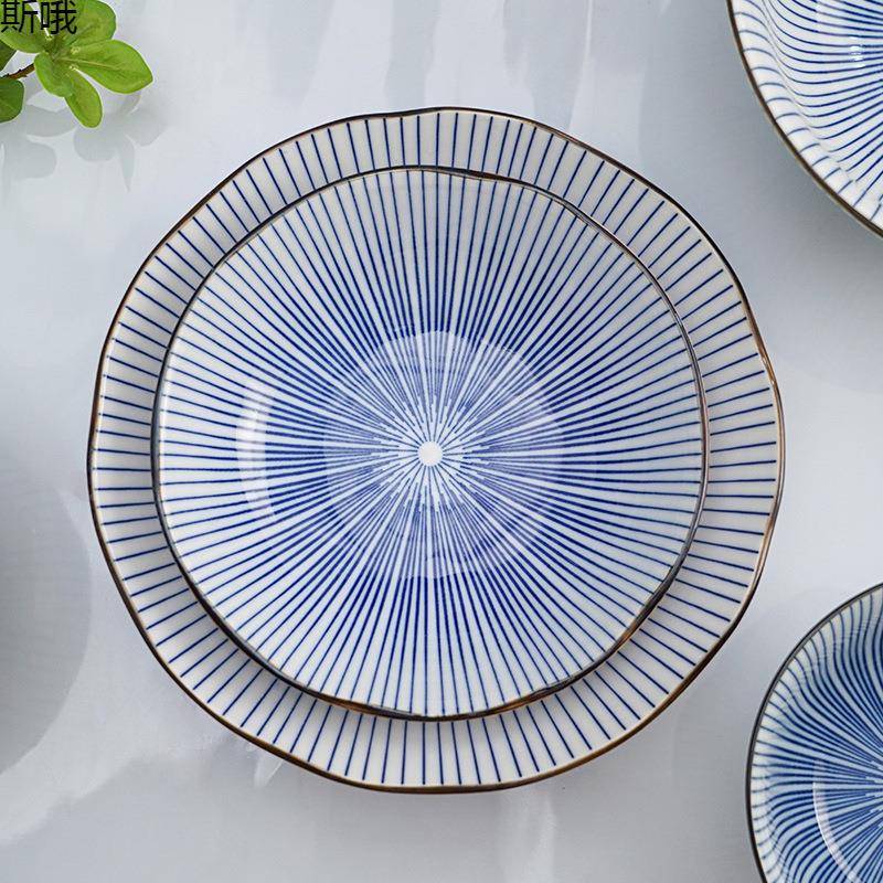 具美浓烧盘日式釉下SN420722彩瓷面碗进口陶餐饭碗子味碟家用汤碗