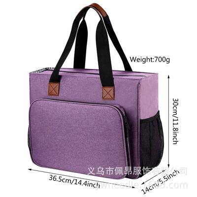 跨境钩热销家用KWL手提针编制工具收纳包紫双层棒针针包织收纳色