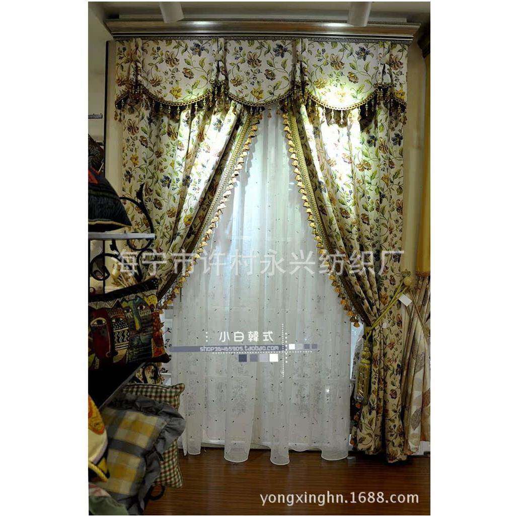 别墅美美式大提田园式C风格厚实花遮光窗帘布料（幅宽280M提）