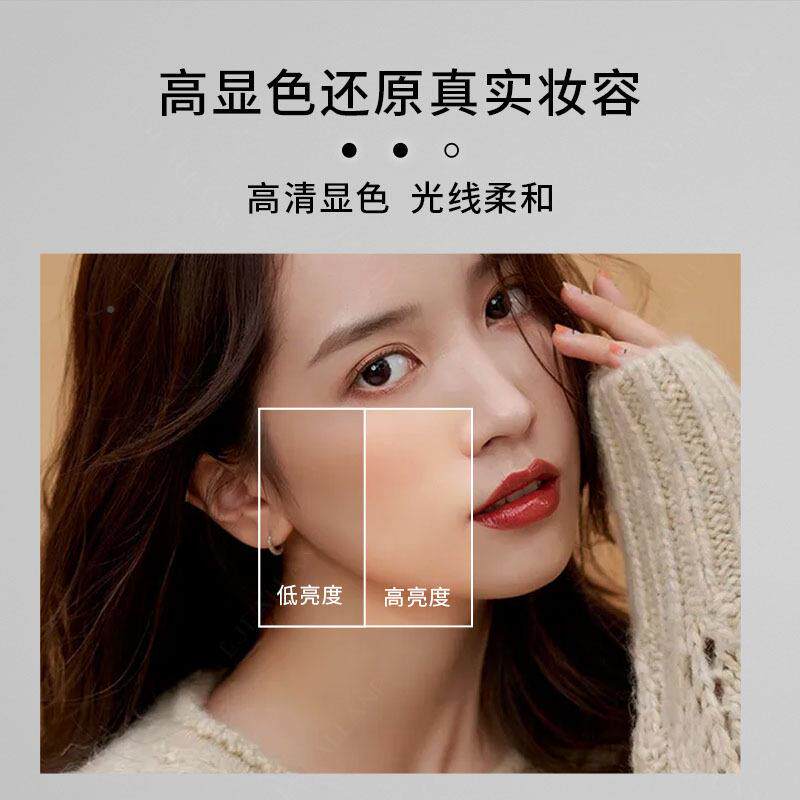 梳妆台镜子带灯梳镜化L妆镜壁卧室上墙智能E894D发光妆异形挂椭圆