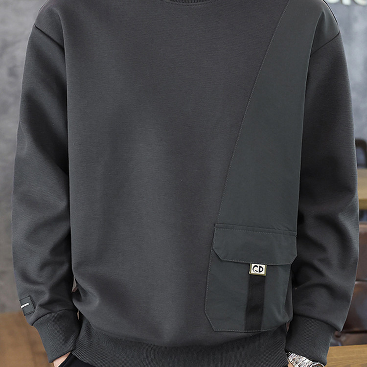 美式复古拼接圆领卫衣男士2025秋冬新款设计感潮牌套头长袖T恤潮,男装,卫衣,淘宝优惠券,粉丝福利购,淘宝优惠卷