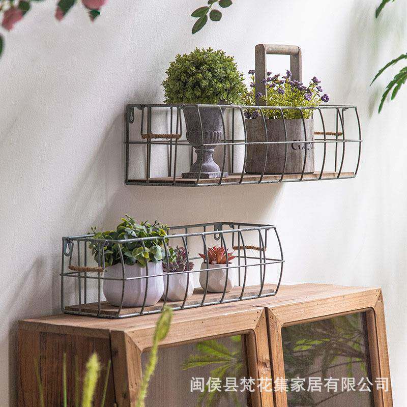 法式浪漫室内室外壁挂花架户外花园墙壁花篮美式复古铁艺绿萝吊兰