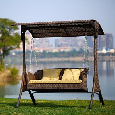 产源地庭院别墅花园秋千摇椅户外铁艺双人秋千成人吊篮一件可发