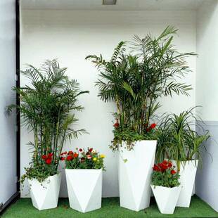 方形商场花盆酒店会展创意简约现代菱形花器户外广场玻璃钢大花瓶